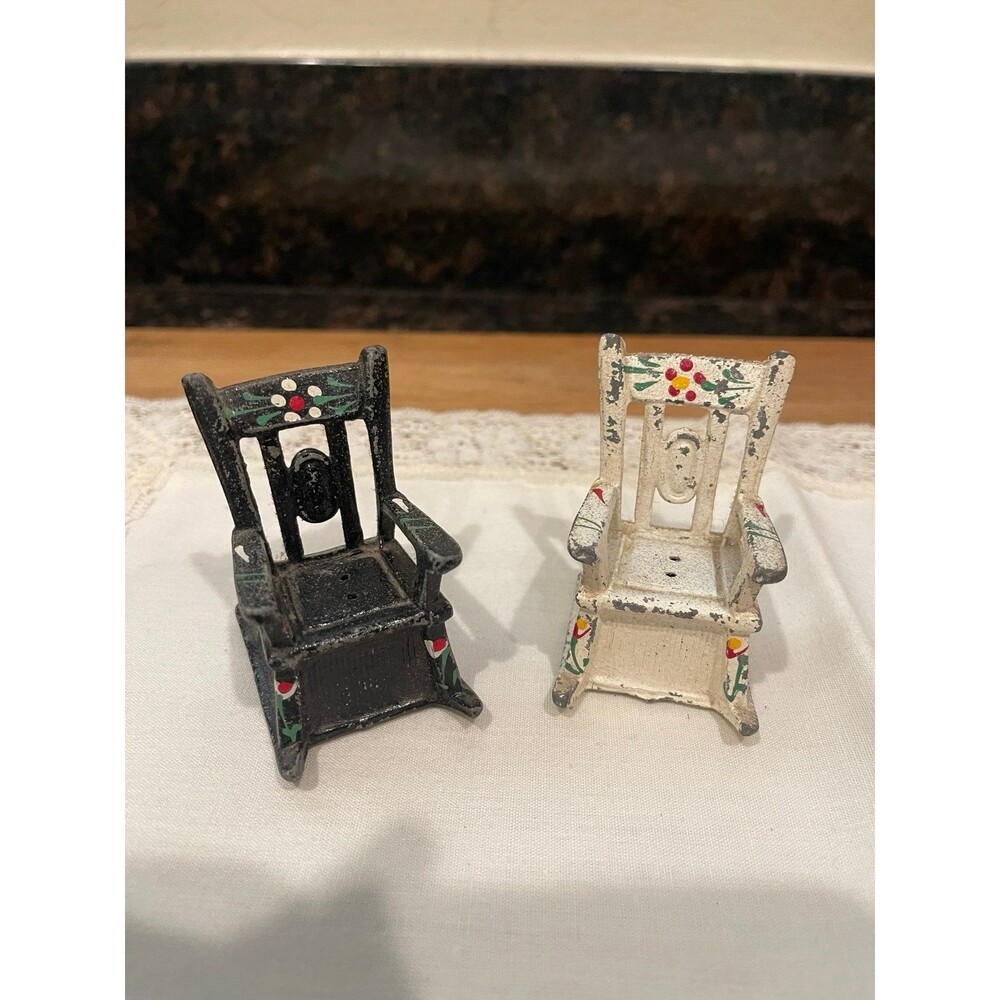 Vintage Metal Rocking Chair Salt and Pepper Shakers